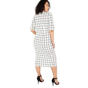 PLUS | White Gingham Pencil Dress NWOT